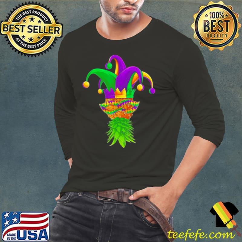 Upside Down Pineapple Mask Mardi Gras Long Sleeve Tee Upside Down Pineapple Mask Mardi Gras Long Sleeve Tee