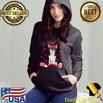 Valentine’s Day Sweet Headband Black Chihuahua Dog Shirt