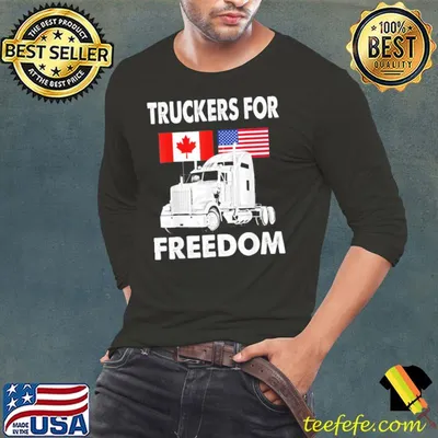 American flag Canada flag freedom convoy 2022 truck driver shirt
