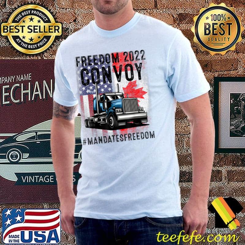American Flag Canada Flag Freedom Convoy 2022 TRUCKER Driver T-Shirt Unisex American Flag Canada Flag Freedom Convoy 2022 TRUCKER Driver T-Shirt Unisex