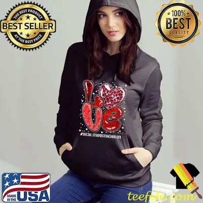 Awesome Love Social Studies Teacher Valentine Leopard Red Plaid T-shirt