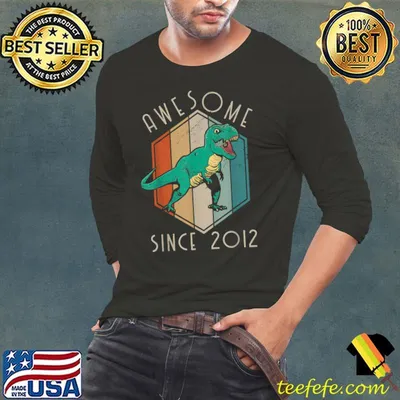 Awesome Since 2012 10 Year Old Gifts Dino 10th Birthday TRex T-Shirt