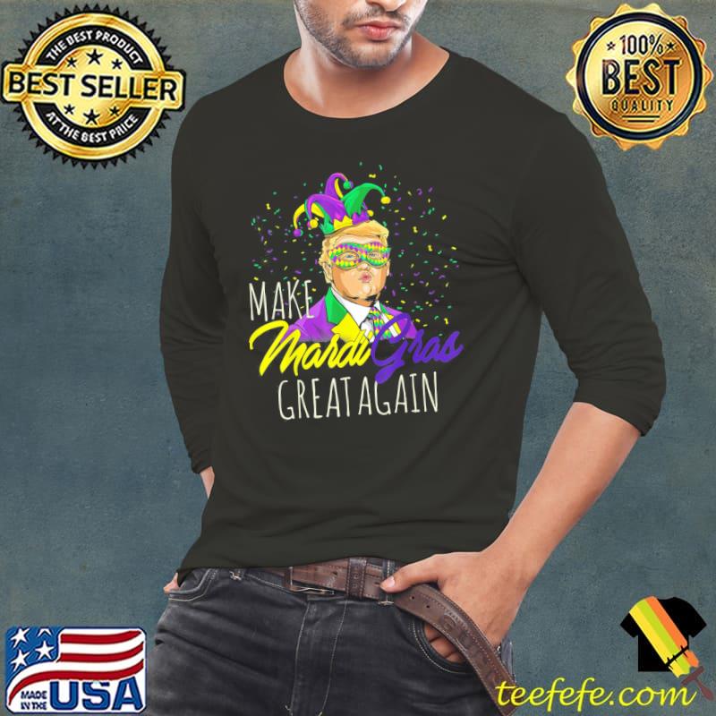 Awesome Trump Mask Mardi Gras Festival Parading Biden Liberal Joke T-Shirt Long Sleeve Tee Awesome Trump Mask Mardi Gras Festival Parading Biden Liberal Joke T-Shirt Long Sleeve Tee