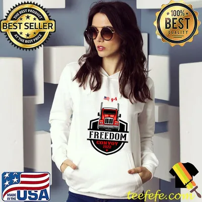 Awesome USA American Canada Flag Freedom Convoy 2022 Trucker T-Shirt