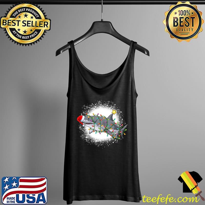 Bleached Christmas Shark Light Tree Funny Santa Boys Girls T-Shirt Tank Top Bleached Christmas Shark Light Tree Funny Santa Boys Girls T-Shirt Tank Top