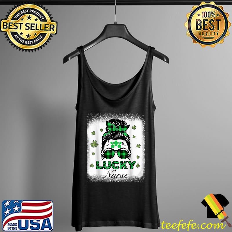Bleached One Lucky Nurse Patricks Day Leopard Shamrock Gift T-Shirt Tank Top Bleached One Lucky Nurse Patricks Day Leopard Shamrock Gift T-Shirt Tank Top