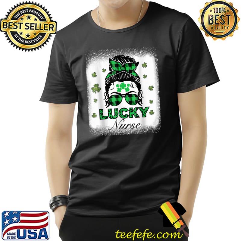 Bleached One Lucky Nurse Patricks Day Leopard Shamrock Gift T-Shirt Unisex Bleached One Lucky Nurse Patricks Day Leopard Shamrock Gift T-Shirt Unisex