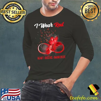 Butterfly Ribbon Feather Heart Disease Awareness T-Shirt