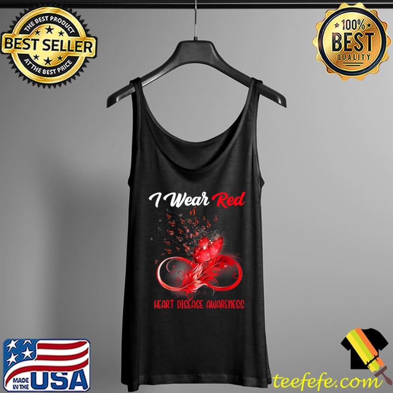 Butterfly Ribbon Feather Heart Disease Awareness T-Shirt Tank Top Butterfly Ribbon Feather Heart Disease Awareness T-Shirt Tank Top