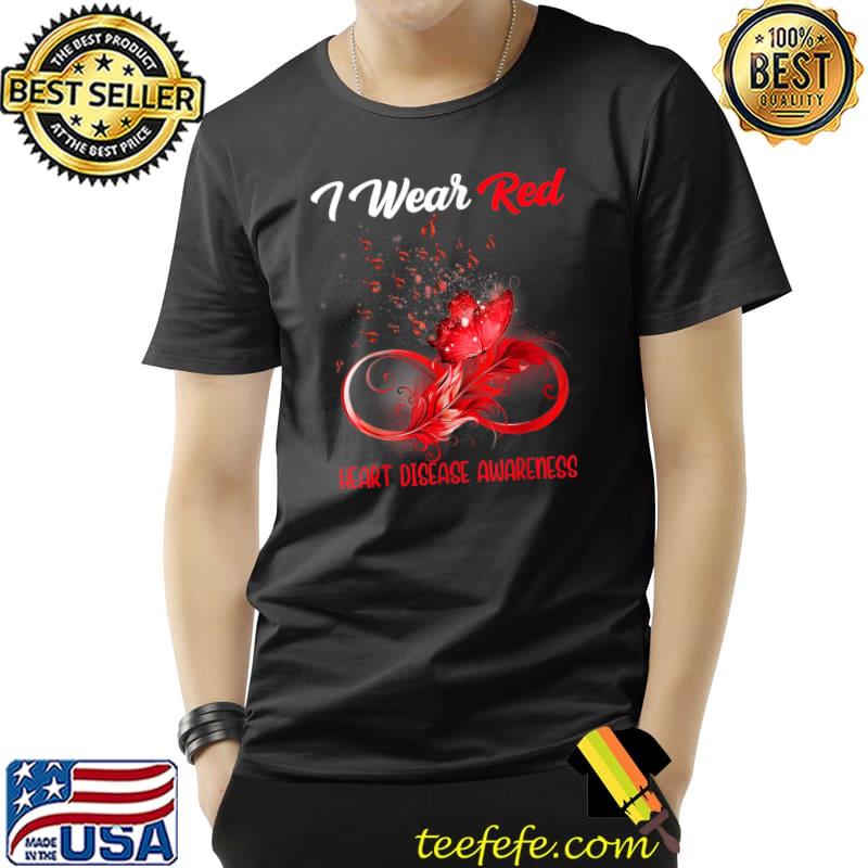 Butterfly Ribbon Feather Heart Disease Awareness T-Shirt Unisex Butterfly Ribbon Feather Heart Disease Awareness T-Shirt Unisex