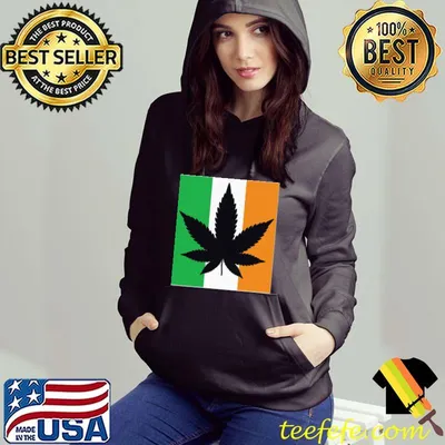 Cannabis silhouette on irish flag shirt