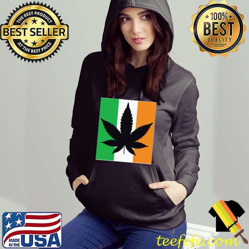 Cannabis silhouette on irish flag shirt