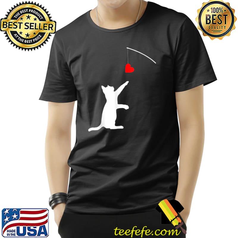 Cat Toy Shirt Valentine's Day Little Cat Playing With Heart T-Shirt Unisex Cat Toy Shirt Valentine's Day Little Cat Playing With Heart T-Shirt Unisex