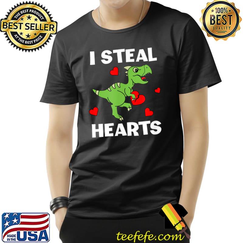 Cute Kids Dinosaur Valentines Day Lover I Steal Hearts T-Shirt Unisex Cute Kids Dinosaur Valentines Day Lover I Steal Hearts T-Shirt Unisex
