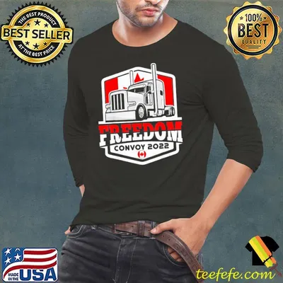 Funny Canada Freedom Convoy 2022 Canadian Truckers Support flag T-Shirt