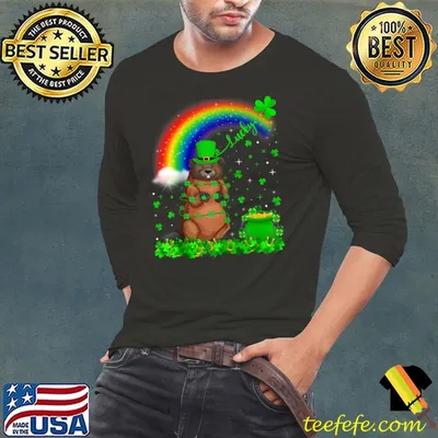 Funny Irish Shamrock Rainbow Lucky Beaver St Patrick's Day T-shirt