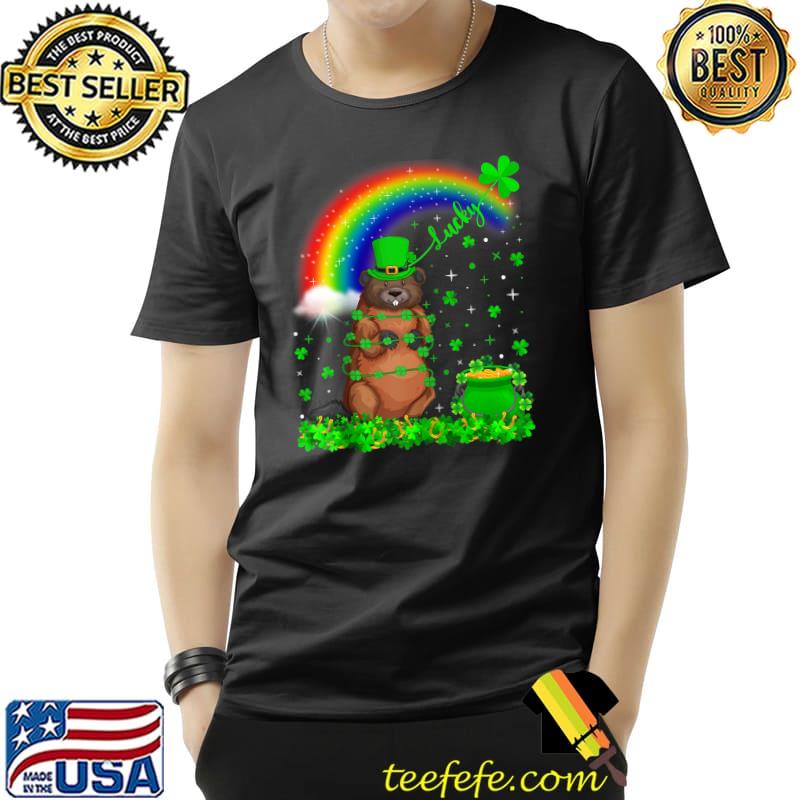 Funny Irish Shamrock Rainbow Lucky Beaver St Patrick's Day T- Unisex Funny Irish Shamrock Rainbow Lucky Beaver St Patrick's Day T- Unisex