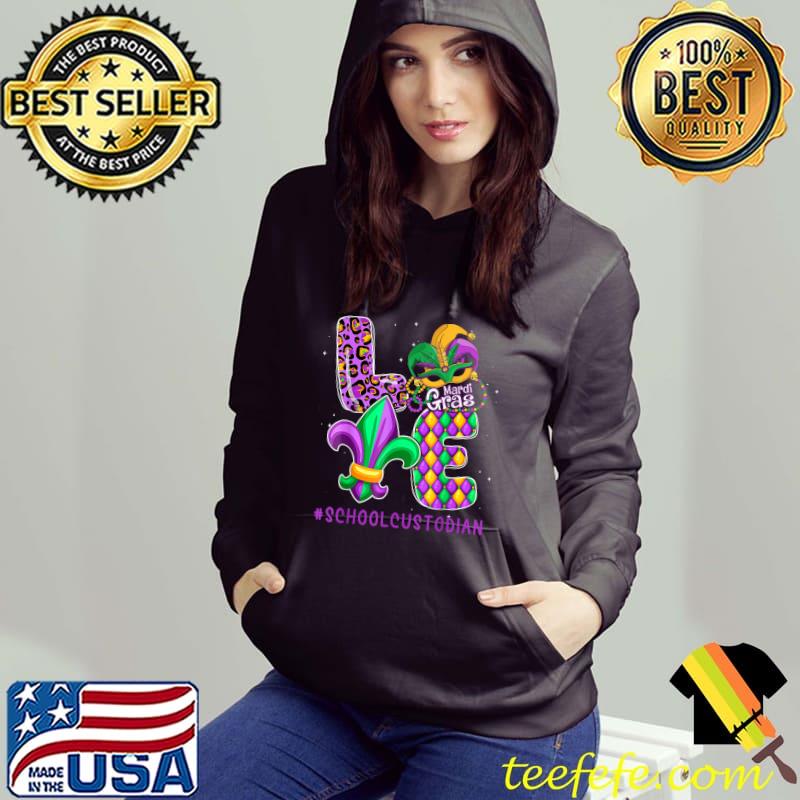 Funny School Custodian Mardi Gras Family Matching Outfit T-Shirt Funny School Custodian Mardi Gras Family Matching Outfit T-Shirt