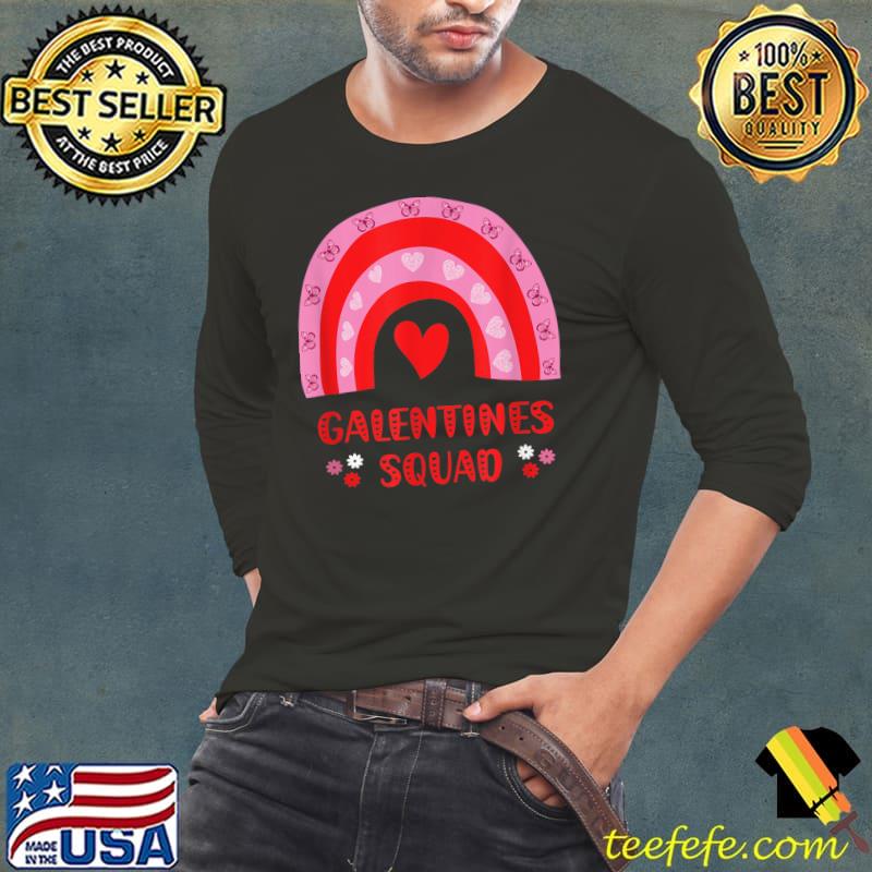 Galentines Squad Valentine's Day Rainbow Hearts Butterflies T-Shirt Long Sleeve Tee Galentines Squad Valentine's Day Rainbow Hearts Butterflies T-Shirt Long Sleeve Tee