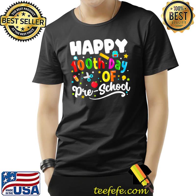 Happy 100 Days Of School Preschool Teachers Kids Graphic T-Shirt Unisex Happy 100 Days Of School Preschool Teachers Kids Graphic T-Shirt Unisex
