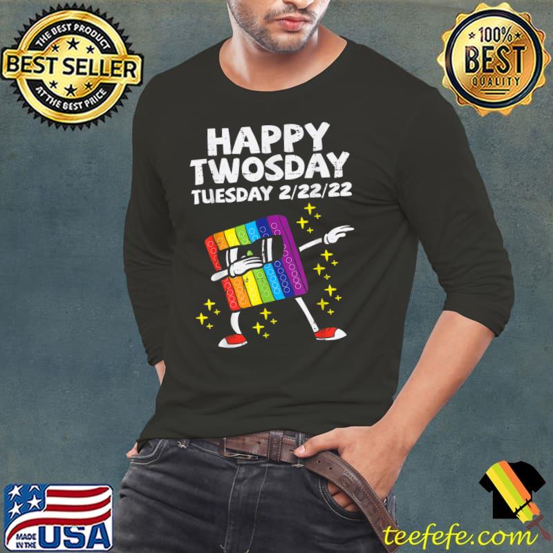 Happy Twosday Tuesday 2 22 22 Fidget Pop Twos Day 2022 Kids T-Shirt Long Sleeve Tee Happy Twosday Tuesday 2 22 22 Fidget Pop Twos Day 2022 Kids T-Shirt Long Sleeve Tee
