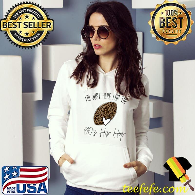 Here For The 90s Hip Hop Shirt Football Women Leopard Design T-Shirt