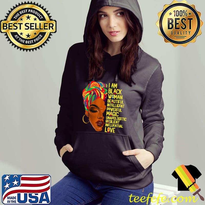 I Am Black Woman Melanin African American BHM Afro Queen T-Shirt
