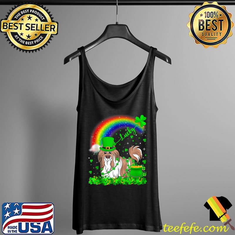 Irish Shamrock Rainbow Lucky Shih Tzu Dog St Patrick's Day T- Tank Top Irish Shamrock Rainbow Lucky Shih Tzu Dog St Patrick's Day T- Tank Top