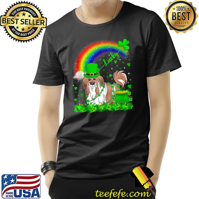 Irish Shamrock Rainbow Lucky Shih Tzu Dog St Patrick's Day T- Unisex Irish Shamrock Rainbow Lucky Shih Tzu Dog St Patrick's Day T- Unisex
