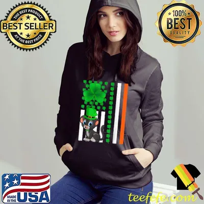 Irish Shamrock Vintage American Flag Panther St Patricks Day T-Shirt