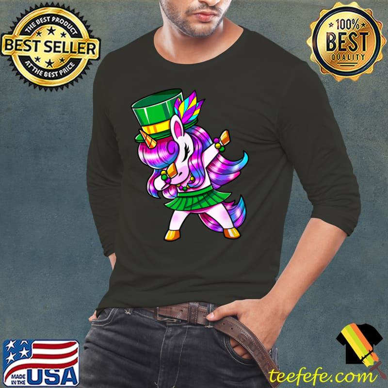 Mardi gras dabbing unicorn T-Shirt Long Sleeve Tee Mardi gras dabbing unicorn T-Shirt Long Sleeve Tee