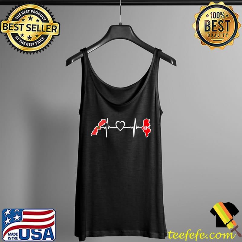 Morocco Tunisia Flag - Moroccan Tunisian Heartbeat T- Tank Top Morocco Tunisia Flag - Moroccan Tunisian Heartbeat T- Tank Top