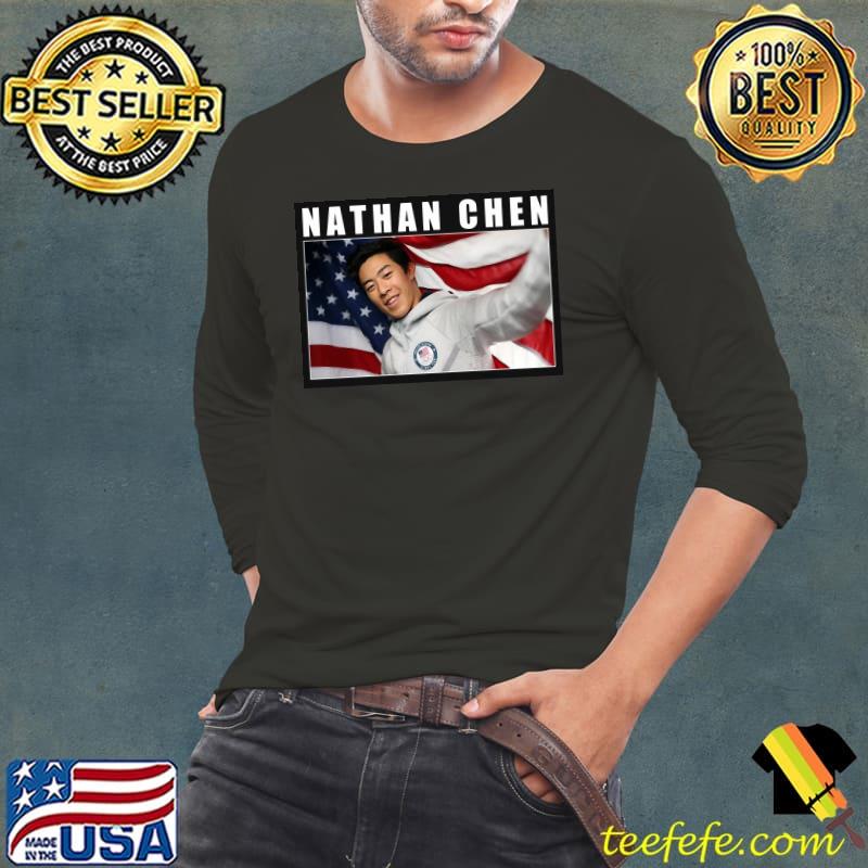 Nathan chen American flag Long Sleeve Tee Nathan chen American flag Long Sleeve Tee