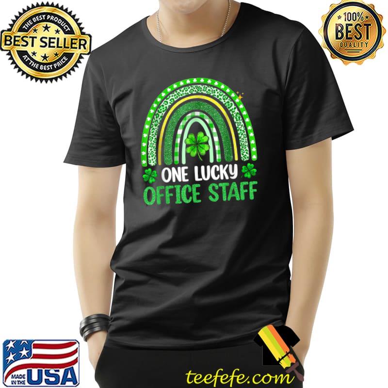 One Lucky Office Staff St Patricks Day Shamrock Rainbow T-Shirt Unisex One Lucky Office Staff St Patricks Day Shamrock Rainbow T-Shirt Unisex