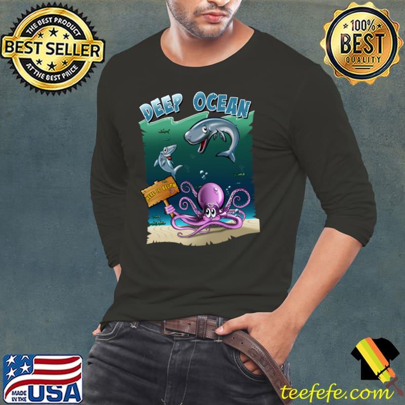Premium Deep Ocean, shark with octopus and whale in the ocean T- Long Sleeve Tee Premium Deep Ocean, shark with octopus and whale in the ocean T- Long Sleeve Tee