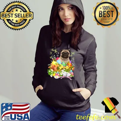 Pug Bunny Dog With Easter Eggs Basket Cool T-shirt
