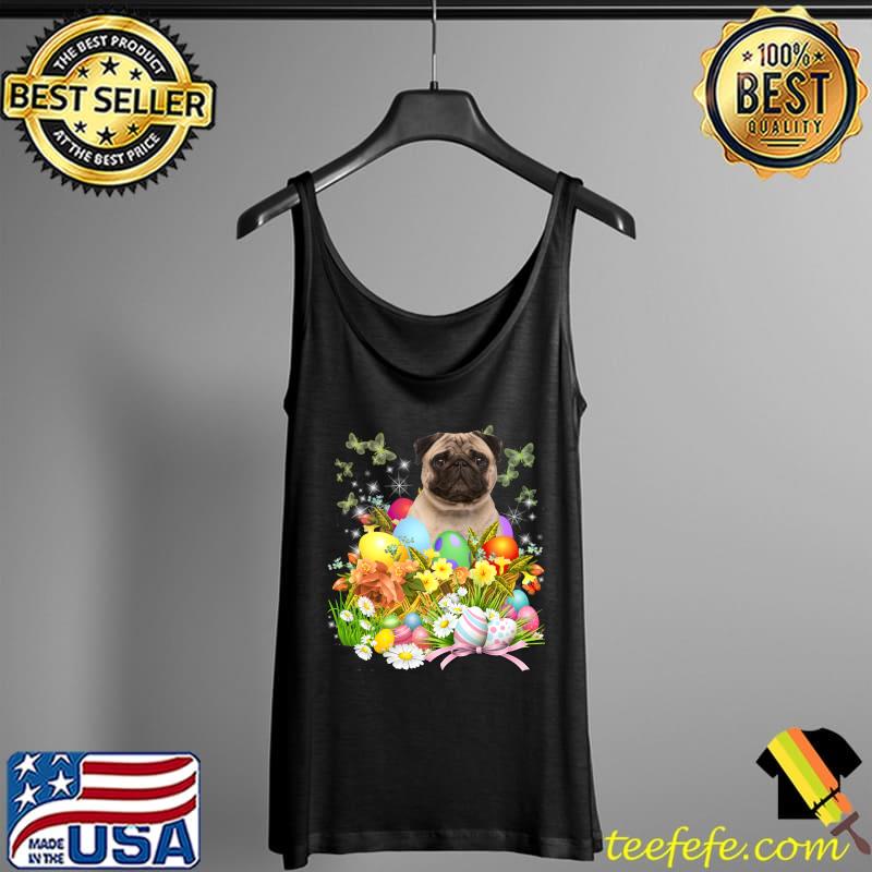Pug Bunny Dog With Easter Eggs Basket Cool T- Tank Top Pug Bunny Dog With Easter Eggs Basket Cool T- Tank Top