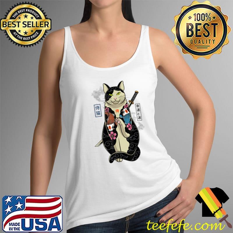 Samurai Cat - maneki neko Cat Japan T-Shirt Tank Top Samurai Cat - maneki neko Cat Japan T-Shirt Tank Top