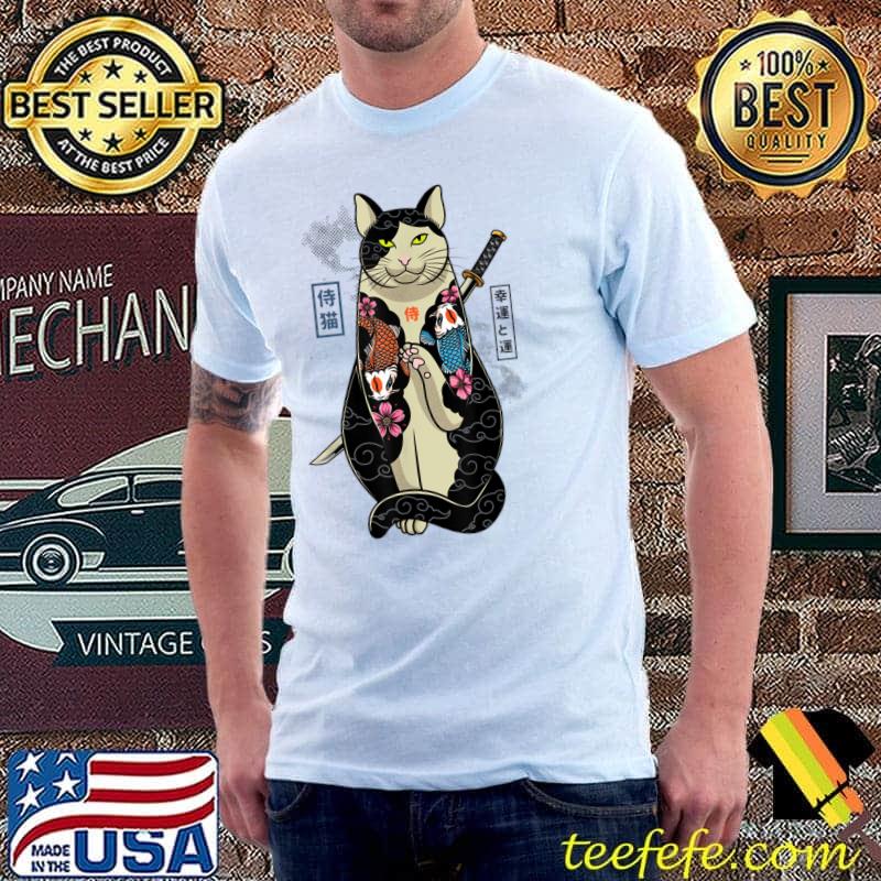 Samurai Cat - maneki neko Cat Japan T-Shirt Unisex Samurai Cat - maneki neko Cat Japan T-Shirt Unisex