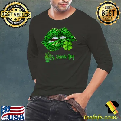St Patrick's Grab this Green Lips Leopard Print Tongue Out T-Shirt