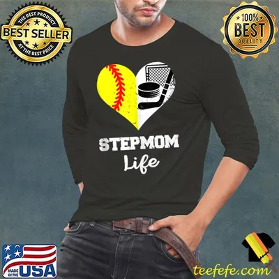 Stepmom Life Heart Funny Softball Hockey Stepmom T-shirt