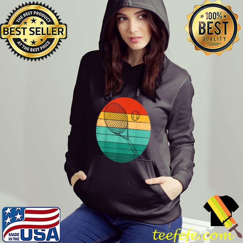 Tennis Player Gifts Retro Sunset Tennis Racquet & Ball Coach T-Shirt
