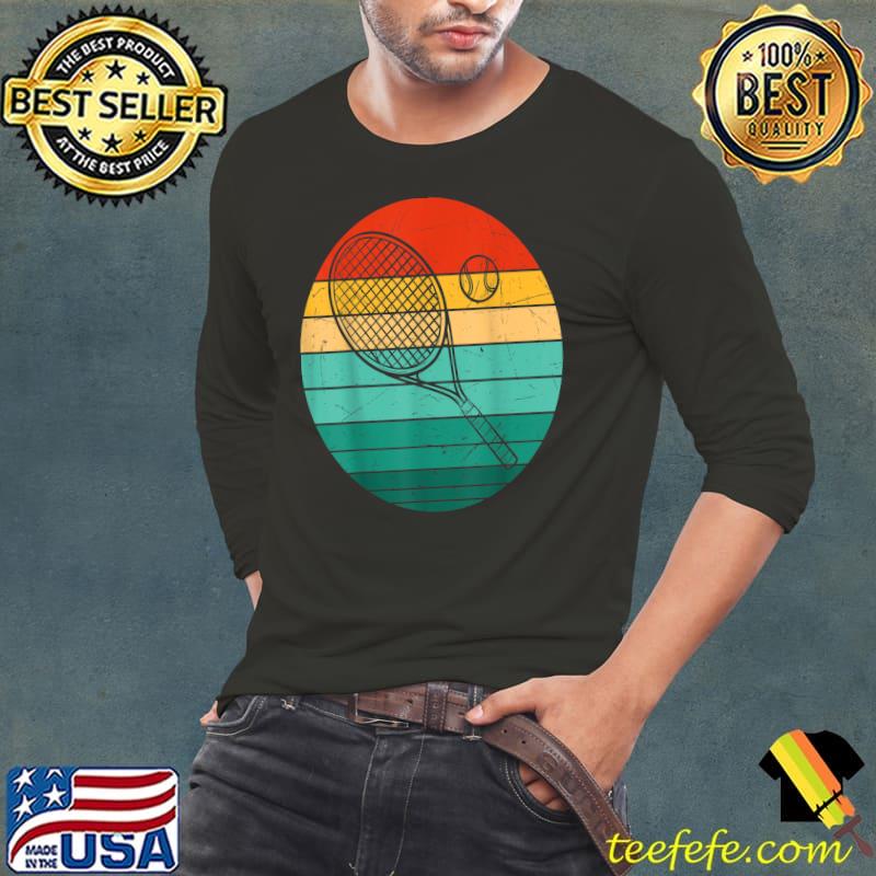 Tennis Player Gifts Retro Sunset Tennis Racquet & Ball Coach T-Shirt Long Sleeve Tee Tennis Player Gifts Retro Sunset Tennis Racquet & Ball Coach T-Shirt Long Sleeve Tee