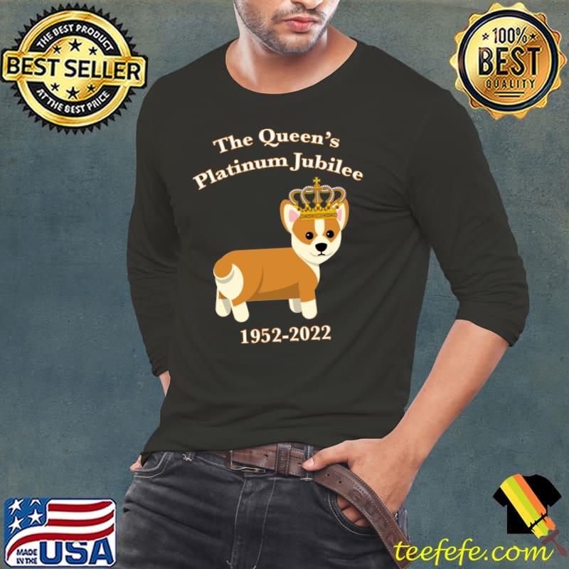 The Queen Platinum Jubilee Corgi with Crown Dog Lover Pet T-Shirt Long Sleeve Tee The Queen Platinum Jubilee Corgi with Crown Dog Lover Pet T-Shirt Long Sleeve Tee