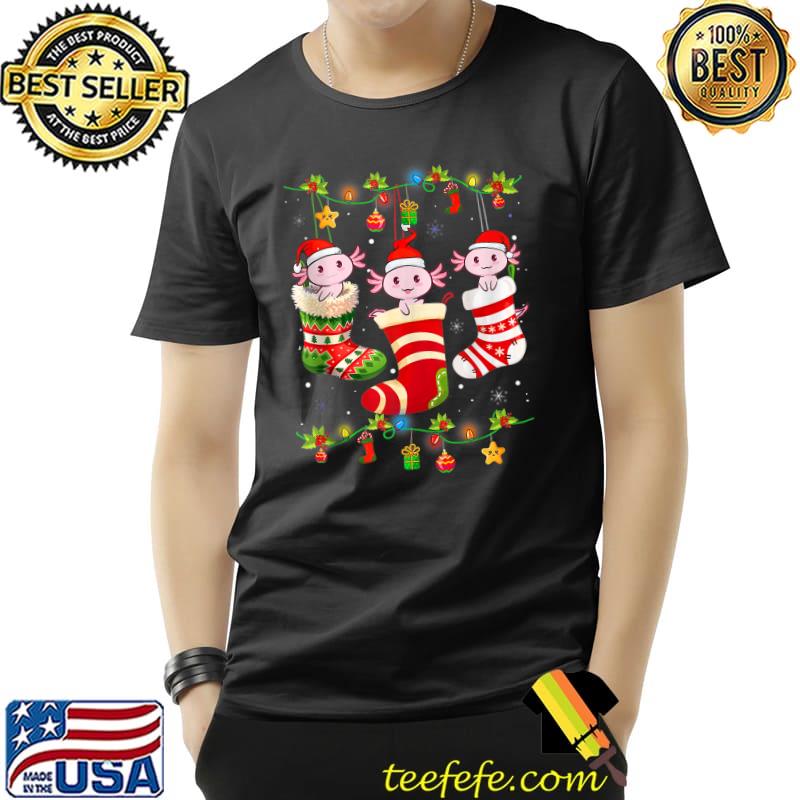 Top Axolotl Socks Christmas Light Funny Chirstmas Pajamas T- Unisex Top Axolotl Socks Christmas Light Funny Chirstmas Pajamas T- Unisex