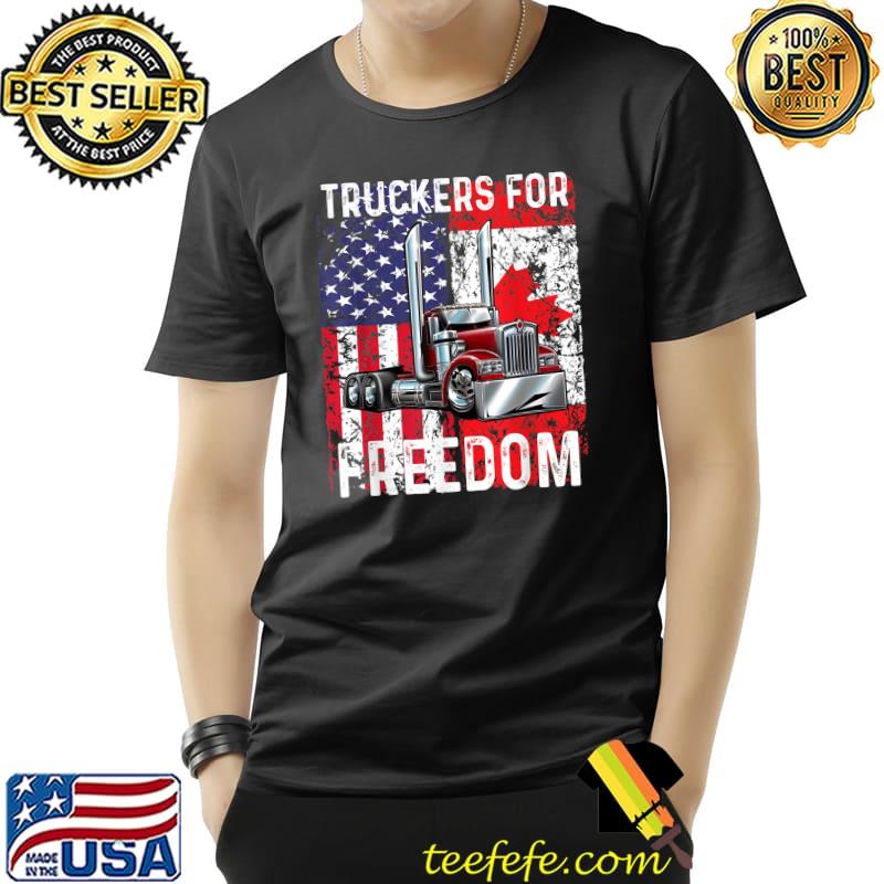 Trucker For Freedom Convoy 2022, American Canadian Flag T-Shirt Unisex Trucker For Freedom Convoy 2022, American Canadian Flag T-Shirt Unisex