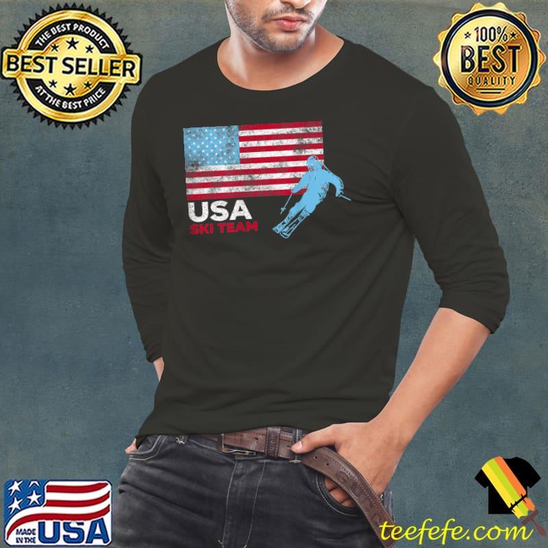 USA Ski Team American Flag Skiing USA Support the Team Tees T-Shirt Long Sleeve Tee USA Ski Team American Flag Skiing USA Support the Team Tees T-Shirt Long Sleeve Tee