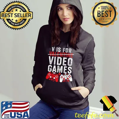 V Is For Video Games Funny Valentines Day Gamer Boy Men Gift Premium T-Shirt