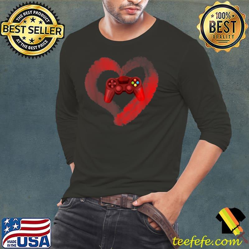 Valentines Day For Boys Video Games Controller Heart Funny T-Shirt Long Sleeve Tee Valentines Day For Boys Video Games Controller Heart Funny T-Shirt Long Sleeve Tee