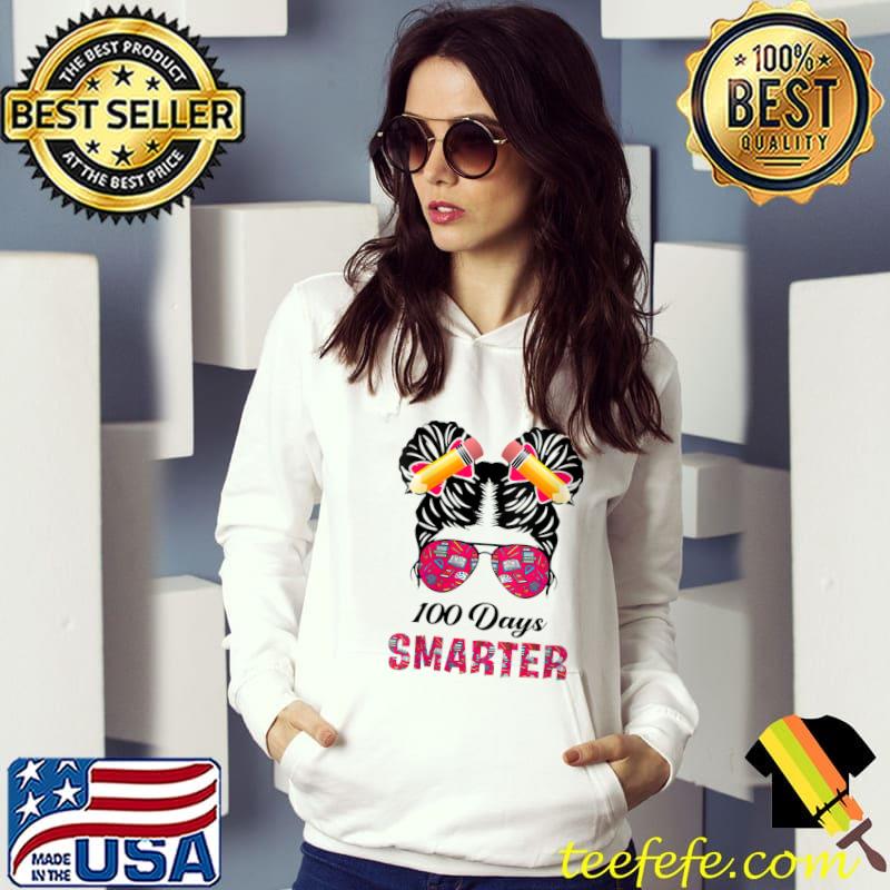 100 Days Smarter Girls Messy Bun T-shirt